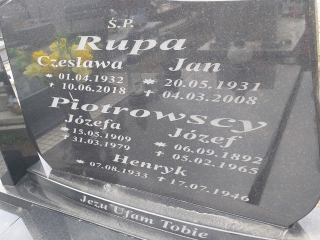 Czesława Rupa 1932 Brzeg - Grobonet - Wyszukiwarka osób pochowanych