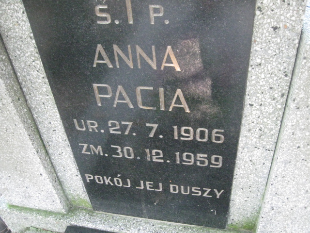 Anna Pacia 1906 Brzeg - Grobonet - Wyszukiwarka osób pochowanych